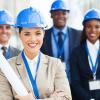 Engineers with blue helmets